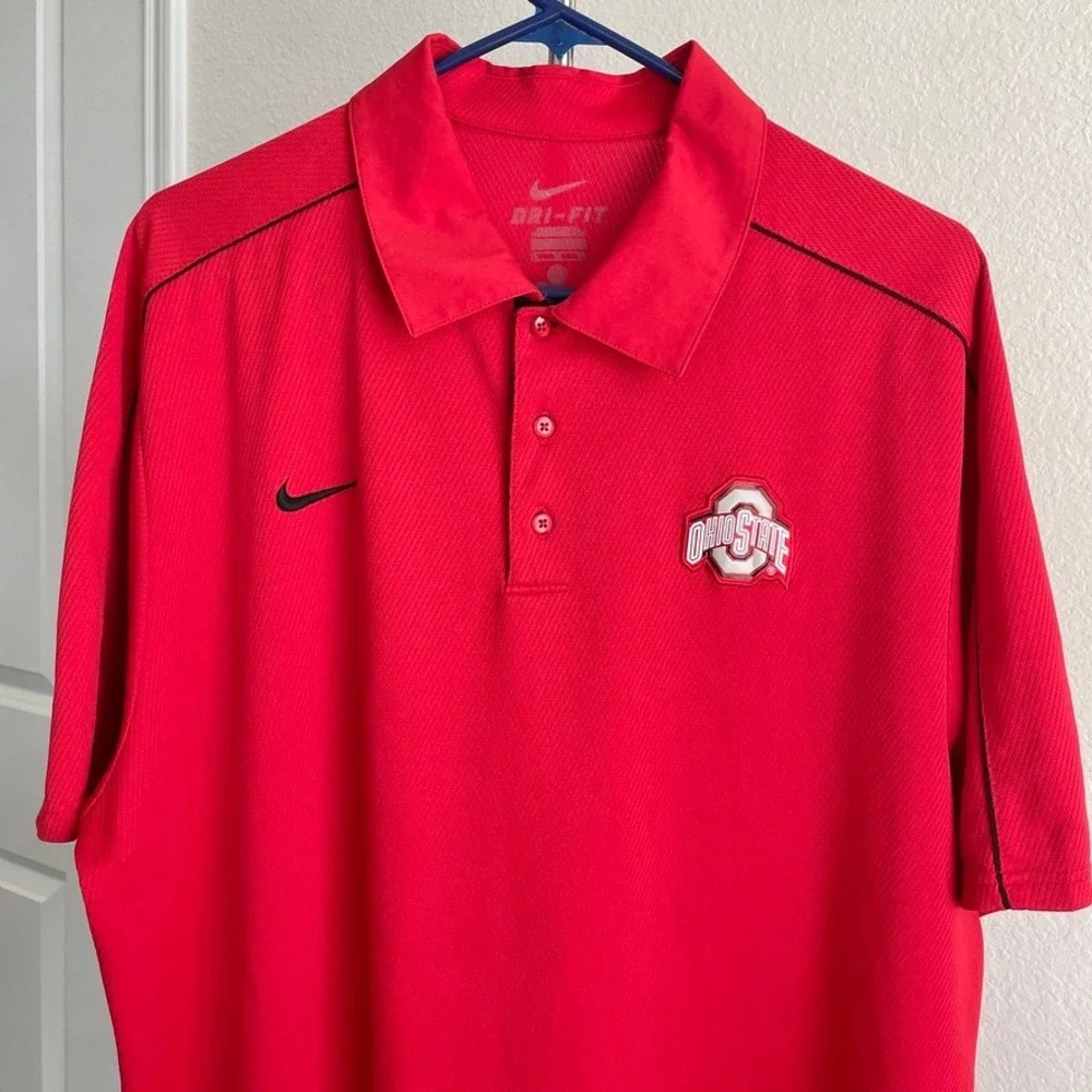 Nike Dri-FIT Ohio State Buckeyes Mens Red Short Sleeve Polo Shirt XL
